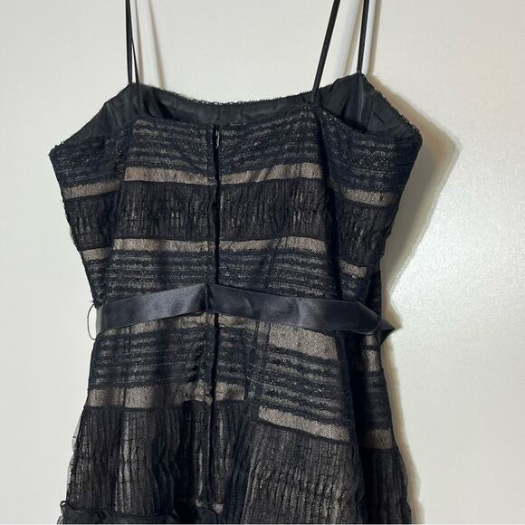 BCBGMaxAzria Lace Tiered Ostrich Feather Strapless Cocktail Dress 8 EUC - Picture 6 of 8